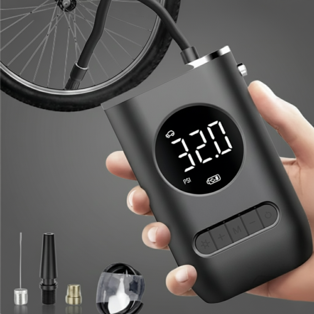 Compresor de Aire Portátil Digital – Inflador Eléctrico Recargable para Moto, Carro y Bicicleta 🚗🏍️🚲